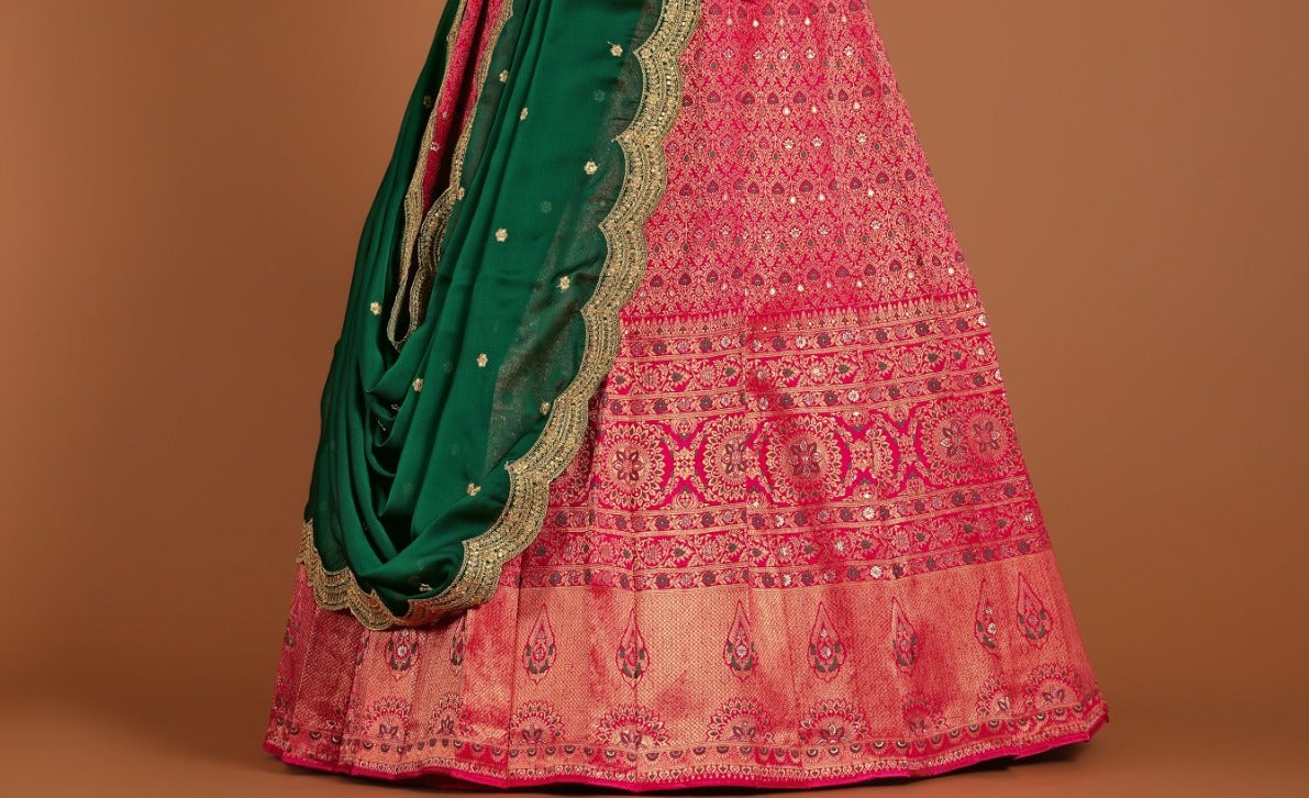 New Semi Stitiched Banarasi Lehenga Choli