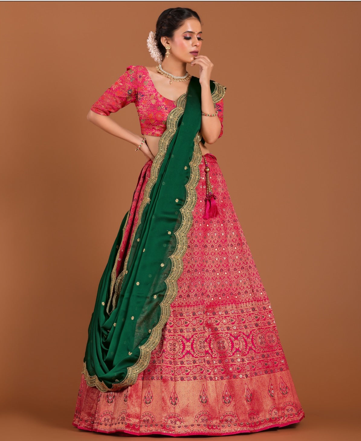 New Semi Stitiched Banarasi Lehenga Choli