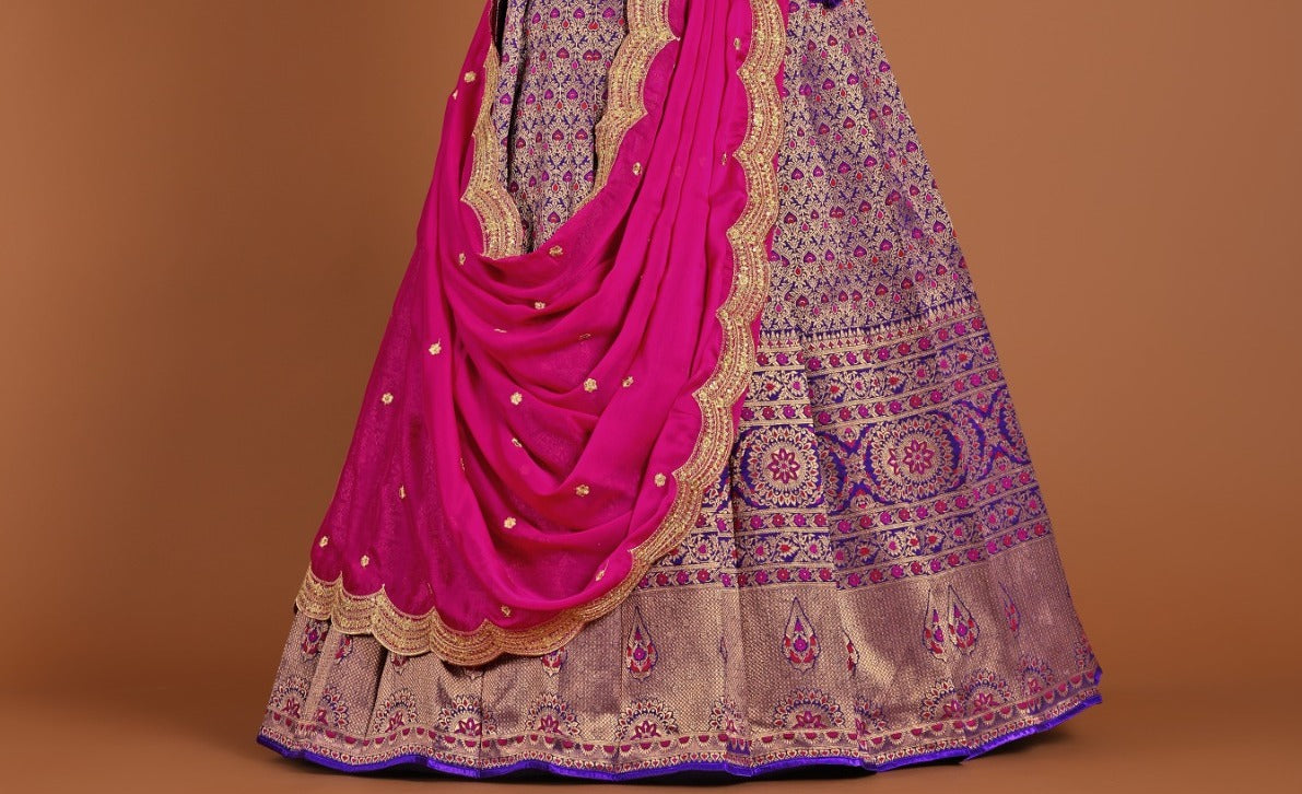 New Semi Stitiched Banarasi Lehenga Choli