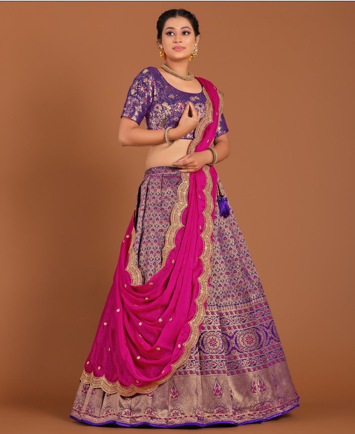 New Semi Stitiched Banarasi Lehenga Choli