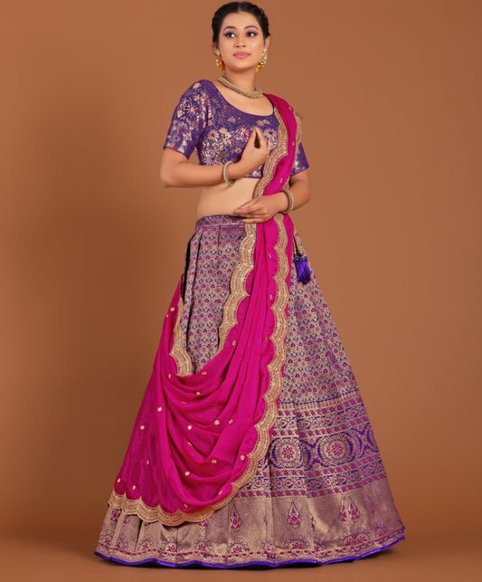 New Semi Stitiched Banarasi Lehenga Choli