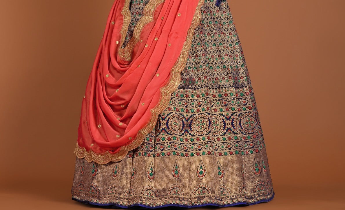 New Semi Stitiched Banarasi Lehenga Choli