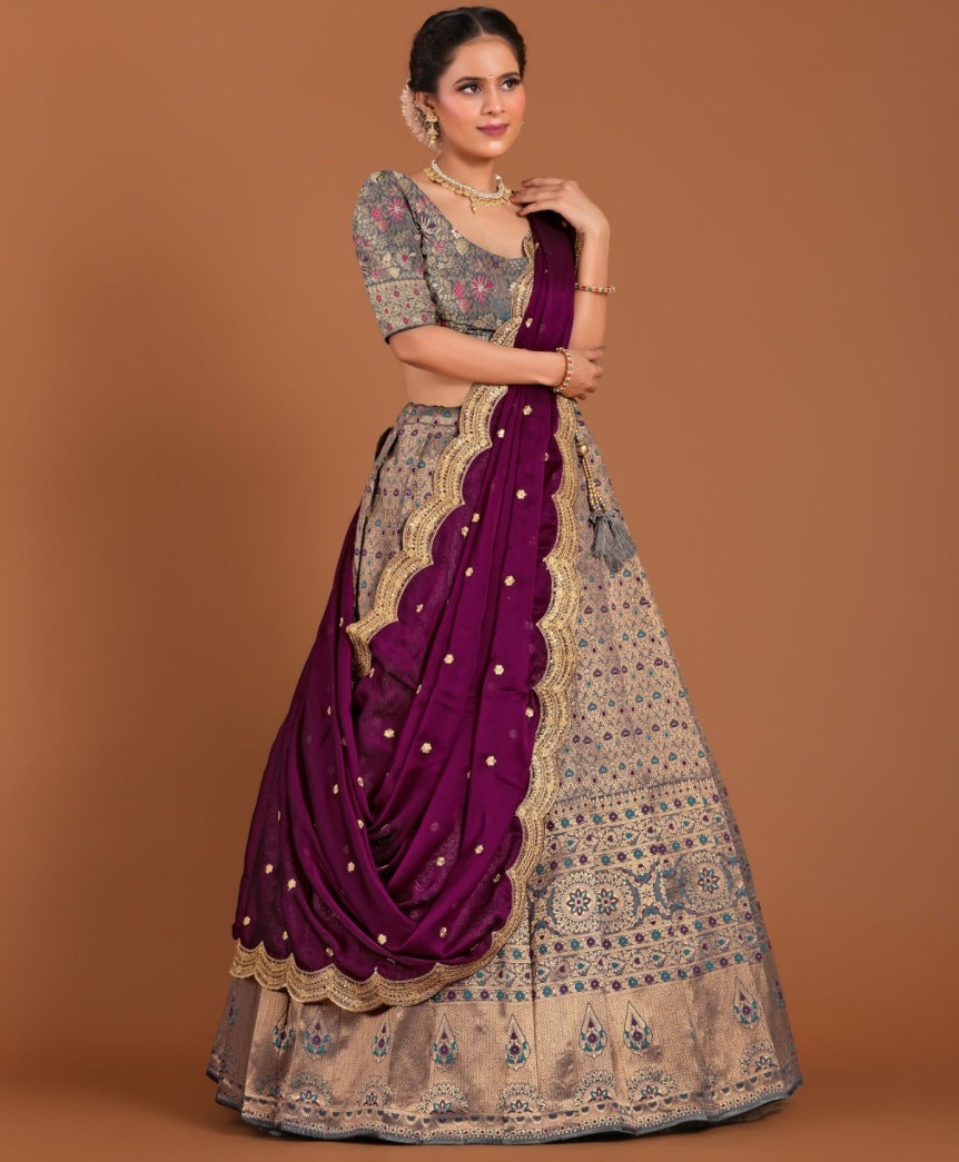 New Semi Stitiched Banarasi Lehenga Choli