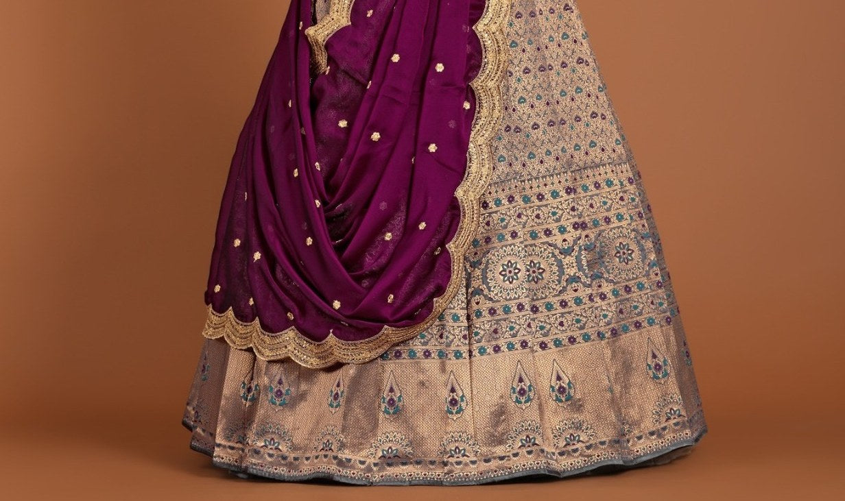 New Semi Stitiched Banarasi Lehenga Choli