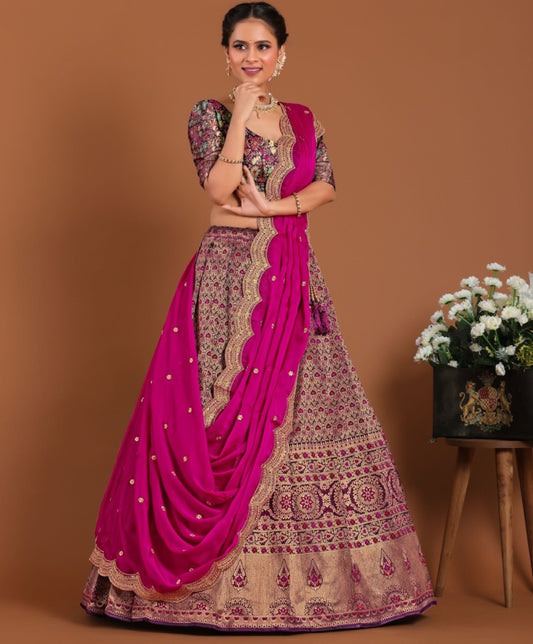 New Semi Stitiched Banarasi Lehenga Choli