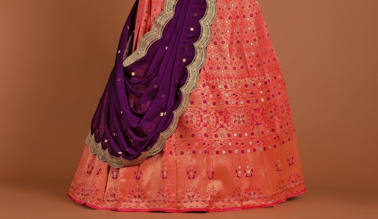 New Semi Stitiched Banarasi Lehenga Choli