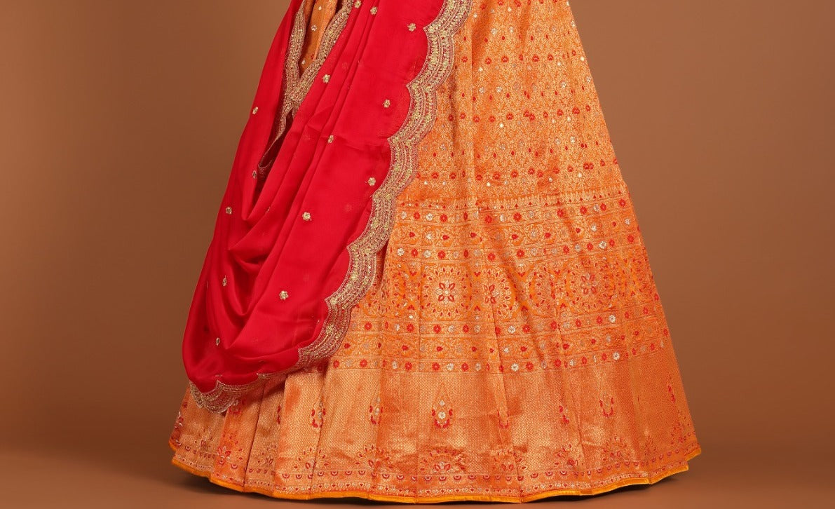 New Semi Stitiched Banarasi Lehenga Choli