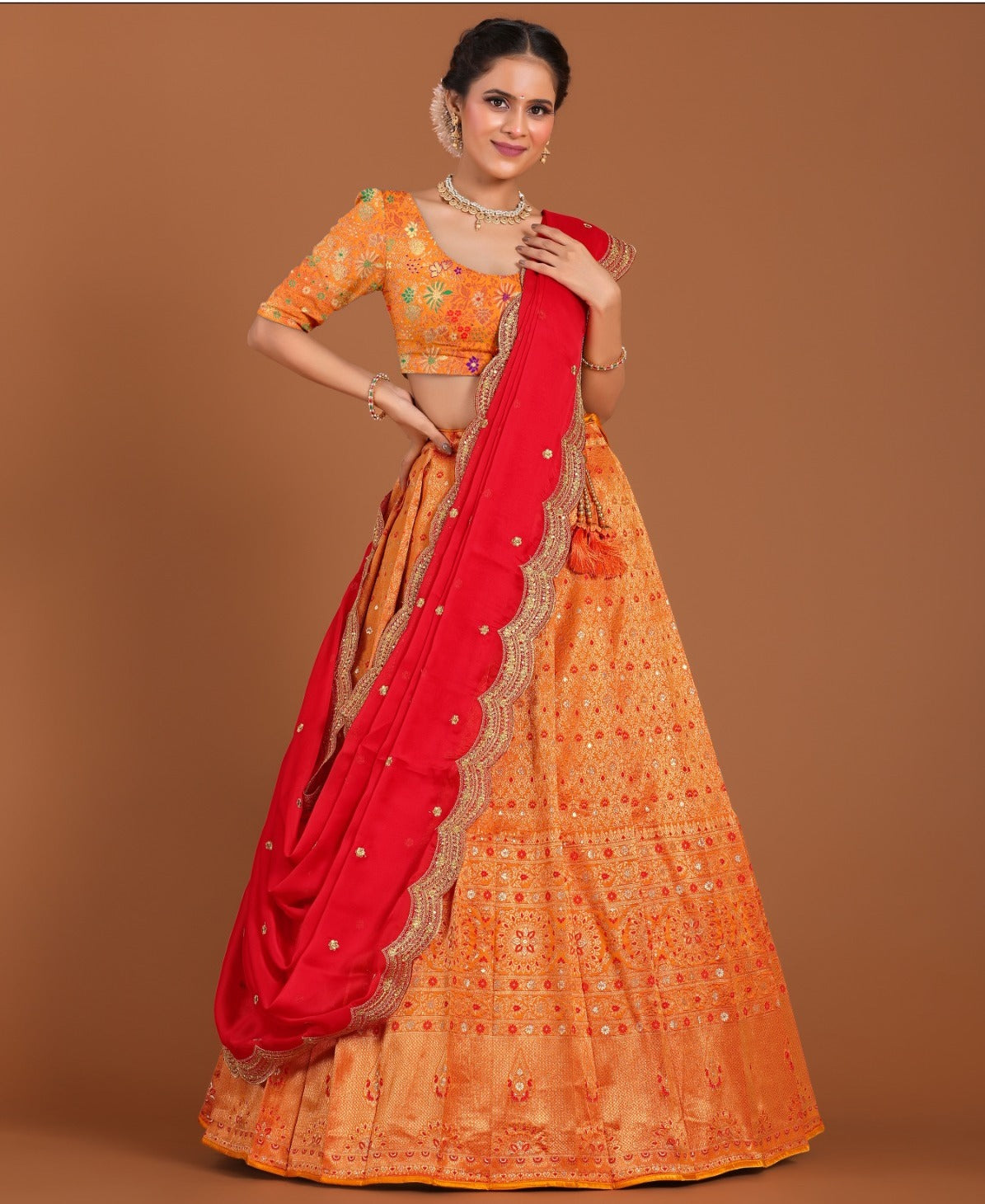 New Semi Stitiched Banarasi Lehenga Choli