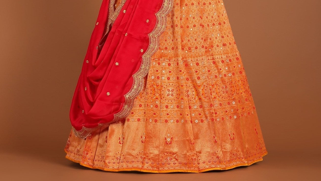 New Semi Stitiched Banarasi Lehenga Choli