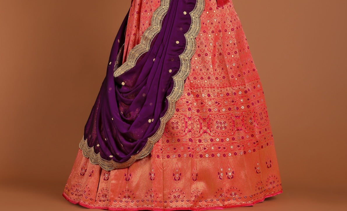 New Semi Stitiched Banarasi Lehenga Choli