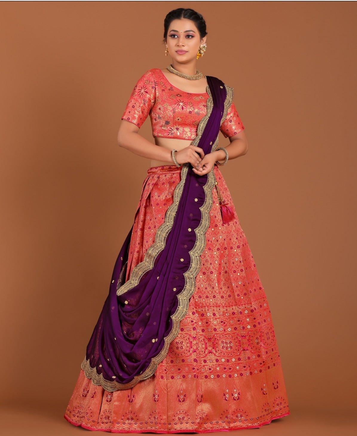 New Semi Stitiched Banarasi Lehenga Choli