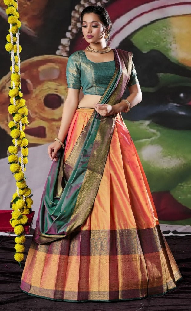 New Semi Stitiched Banarasi Lehenga Choli