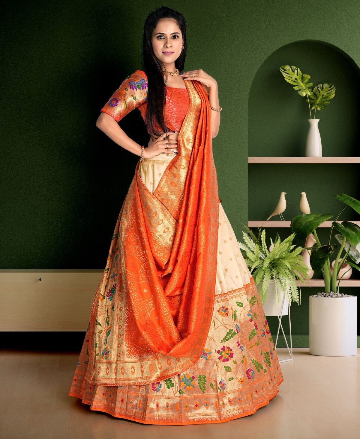 New Semi Stitiched Banarasi Lehenga Choli