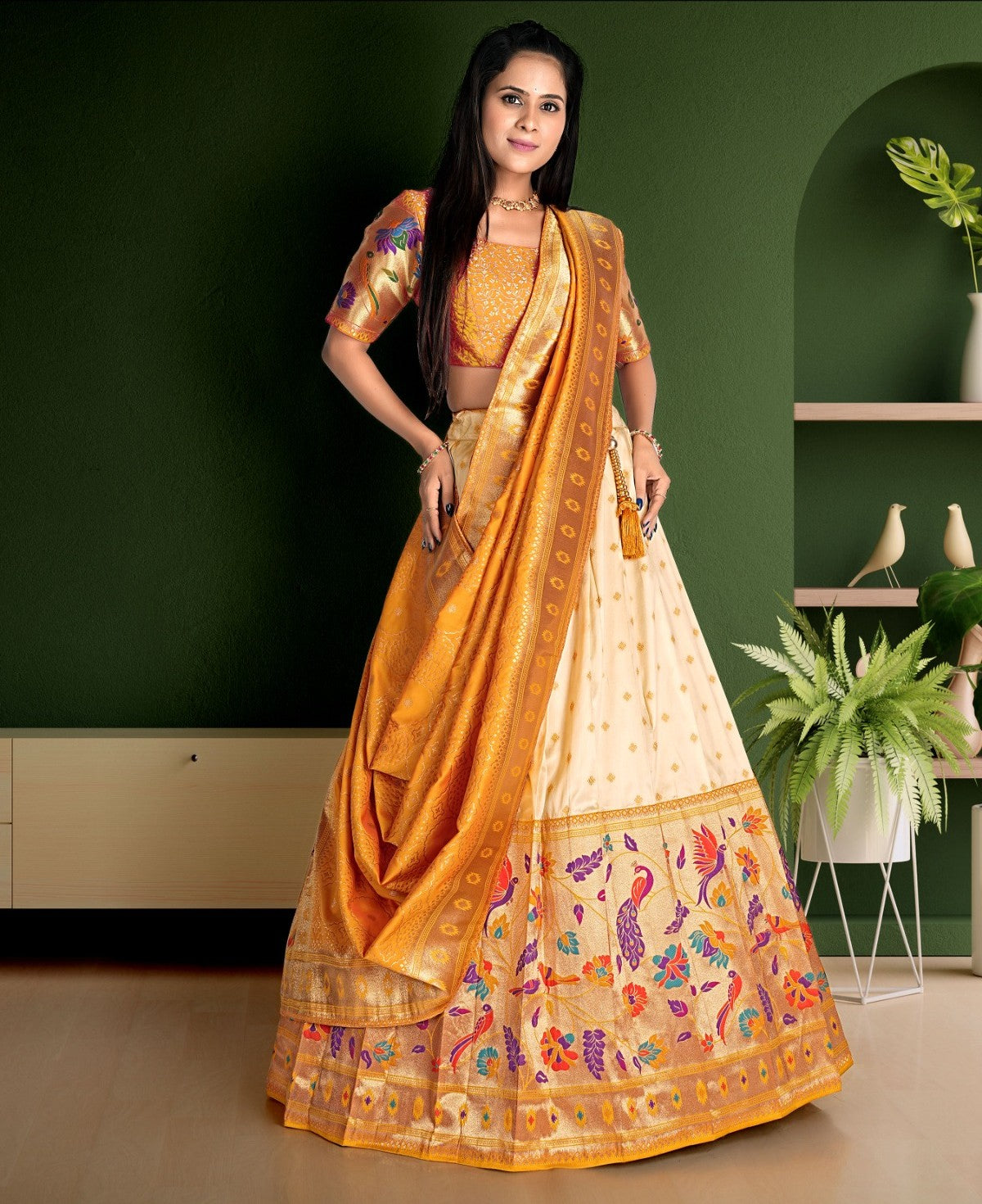 New Semi Stitiched Banarasi Lehenga Choli