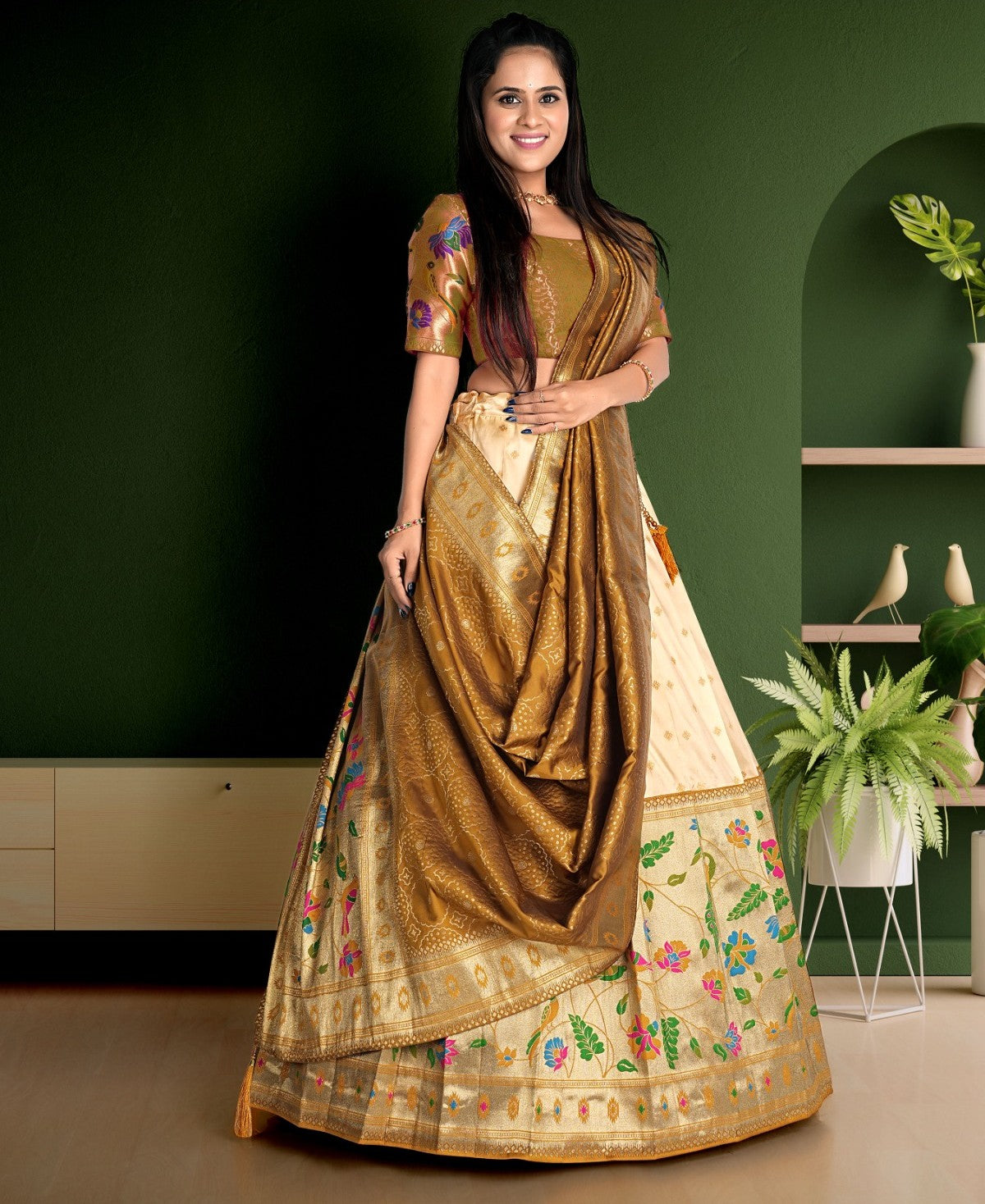 New Semi Stitiched Banarasi Lehenga Choli