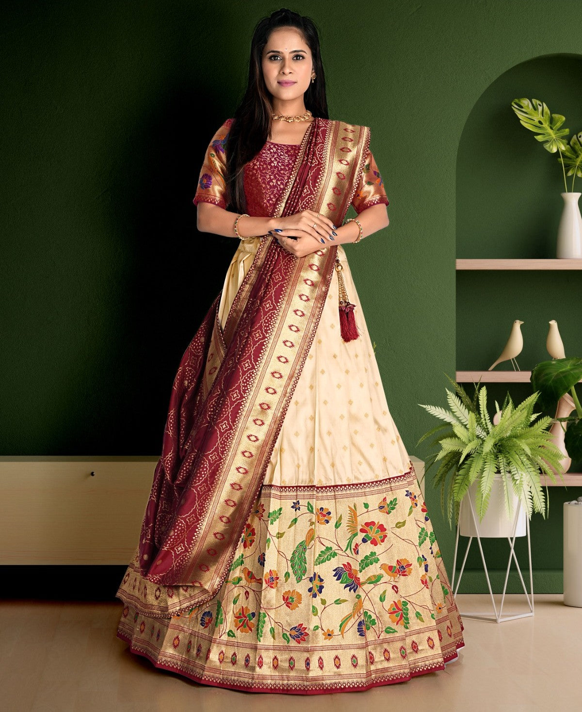 New Semi Stitiched Banarasi Lehenga Choli