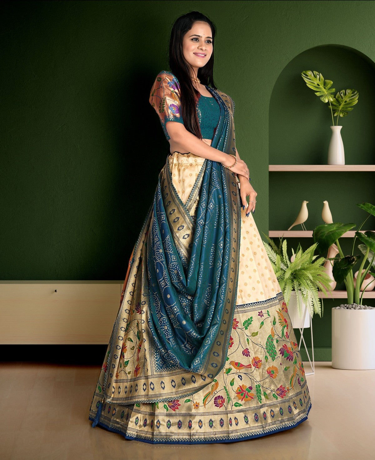 New Semi Stitiched Banarasi Lehenga Choli