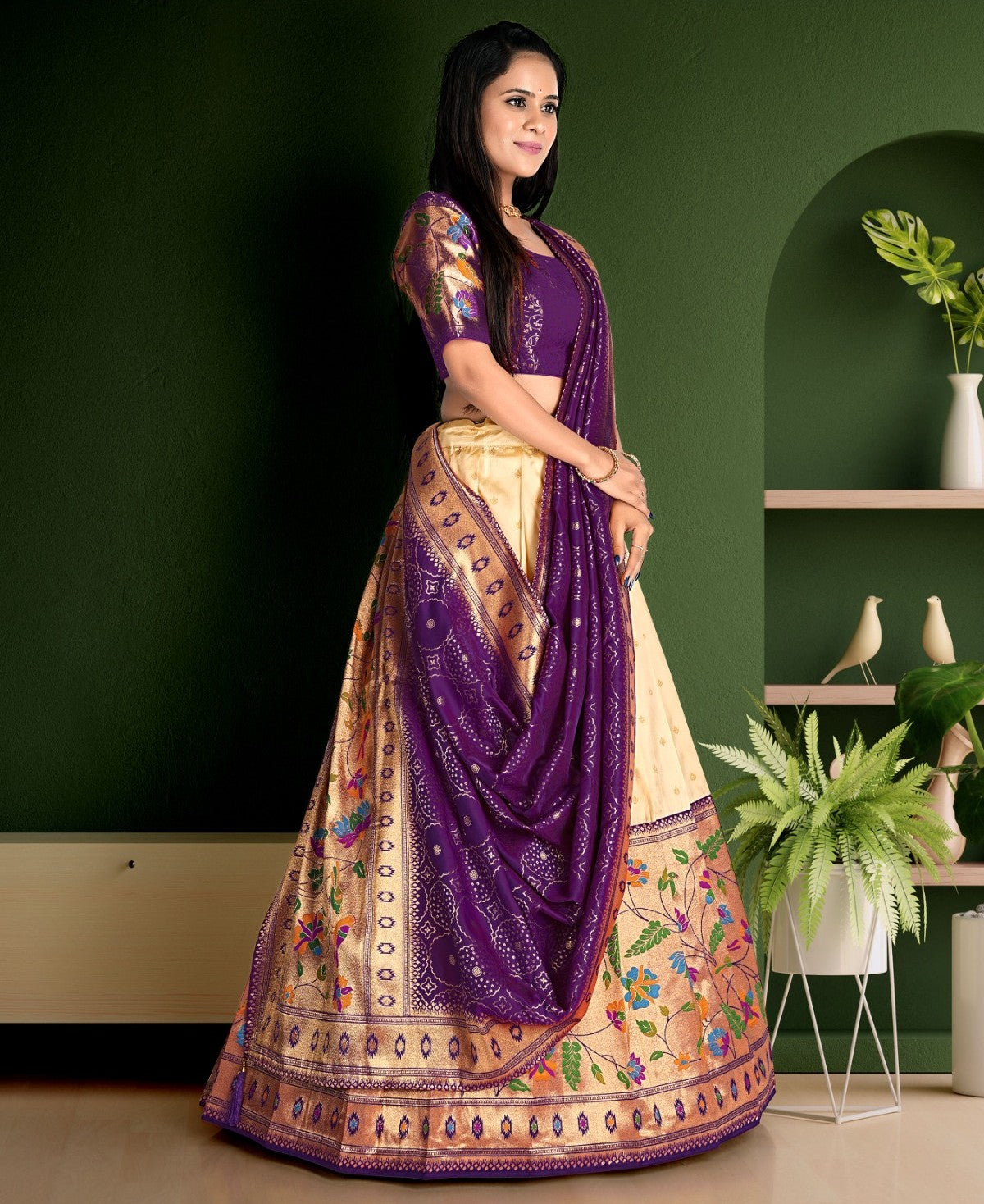 New Semi Stitiched Banarasi Lehenga Choli