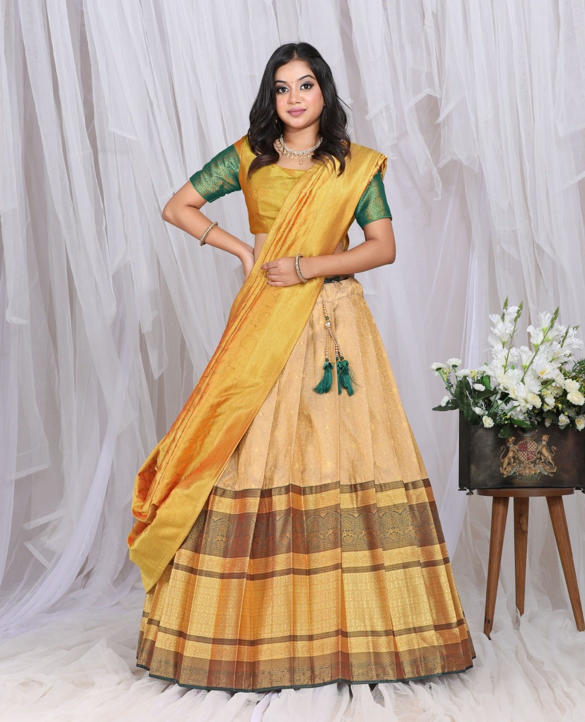 New Semi Stitiched Banarasi Lehenga Choli