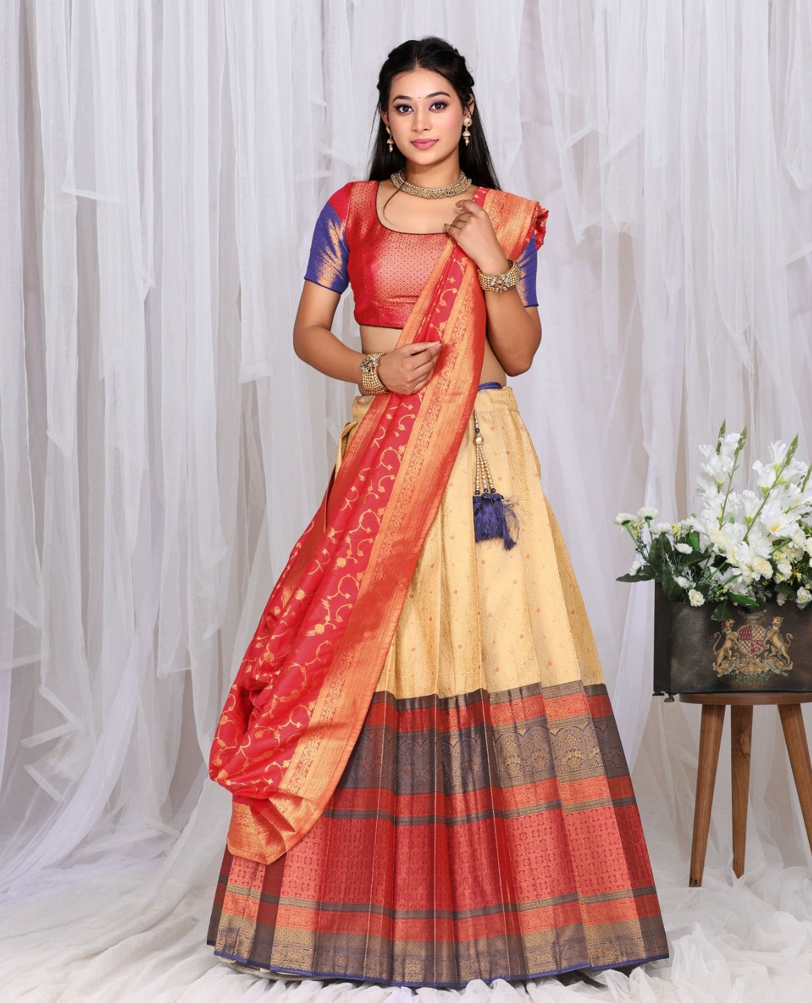 New Semi Stitiched Banarasi Lehenga Choli