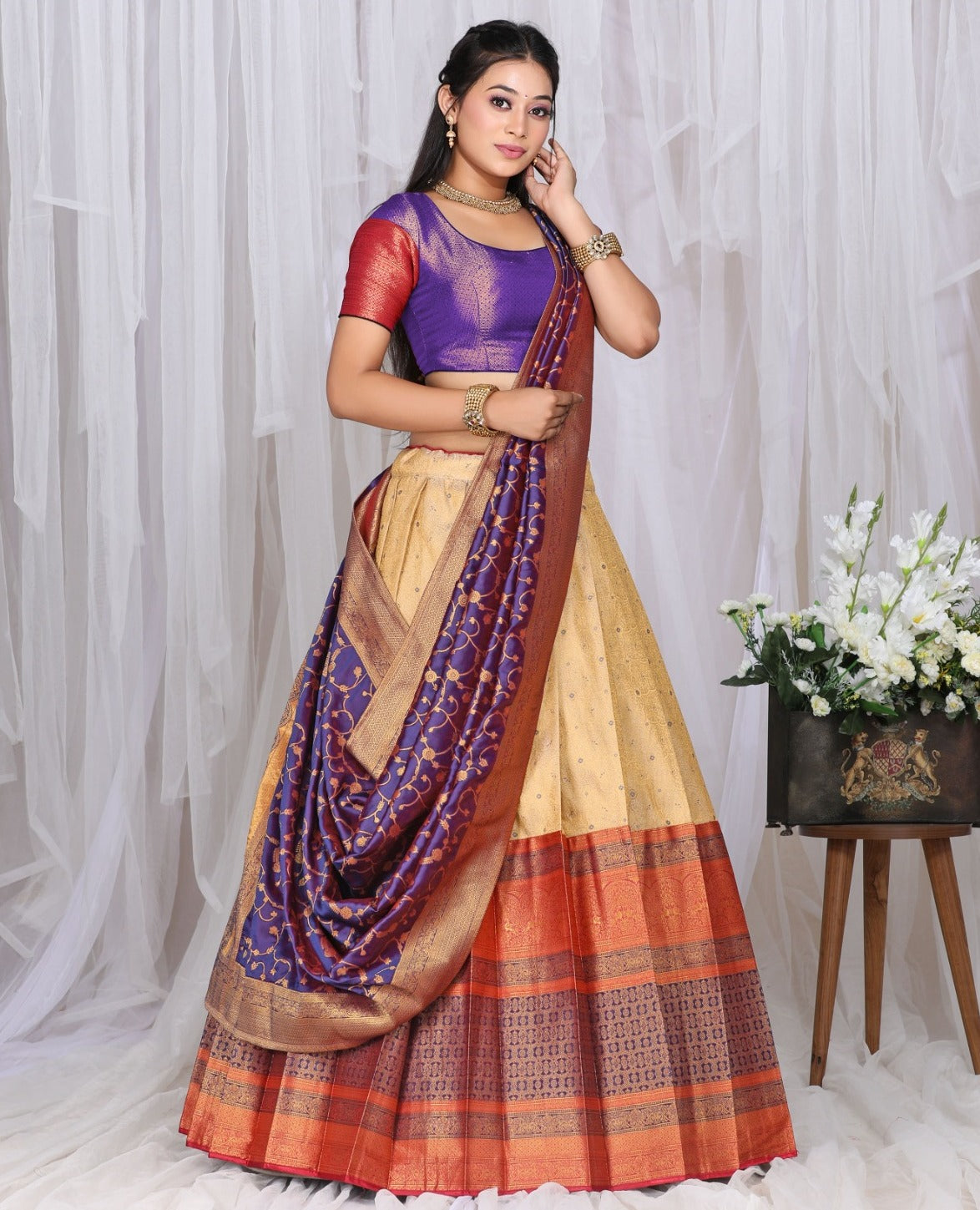 New Semi Stitiched Banarasi Lehenga Choli