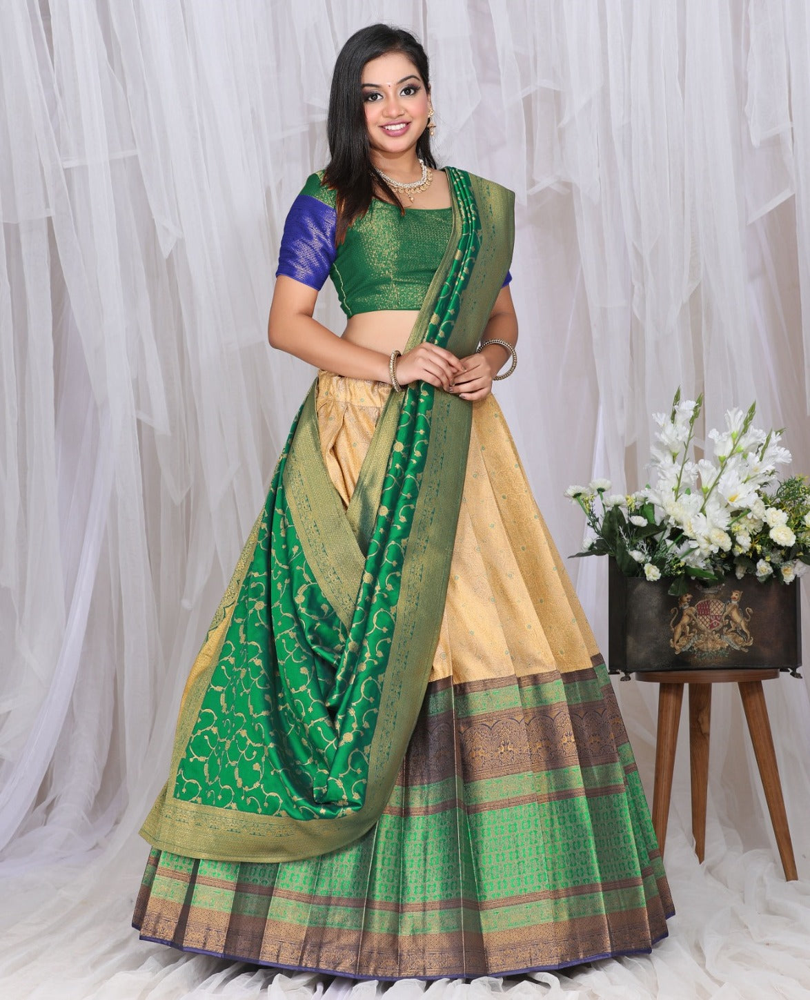 New Semi Stitiched Banarasi Lehenga Choli