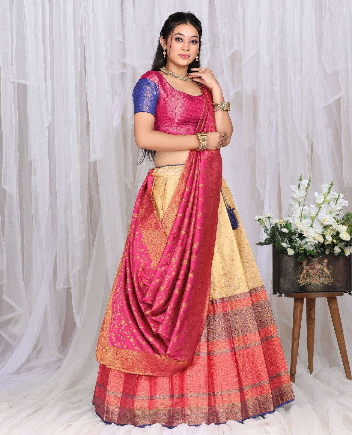 New Semi Stitiched Banarasi Lehenga Choli