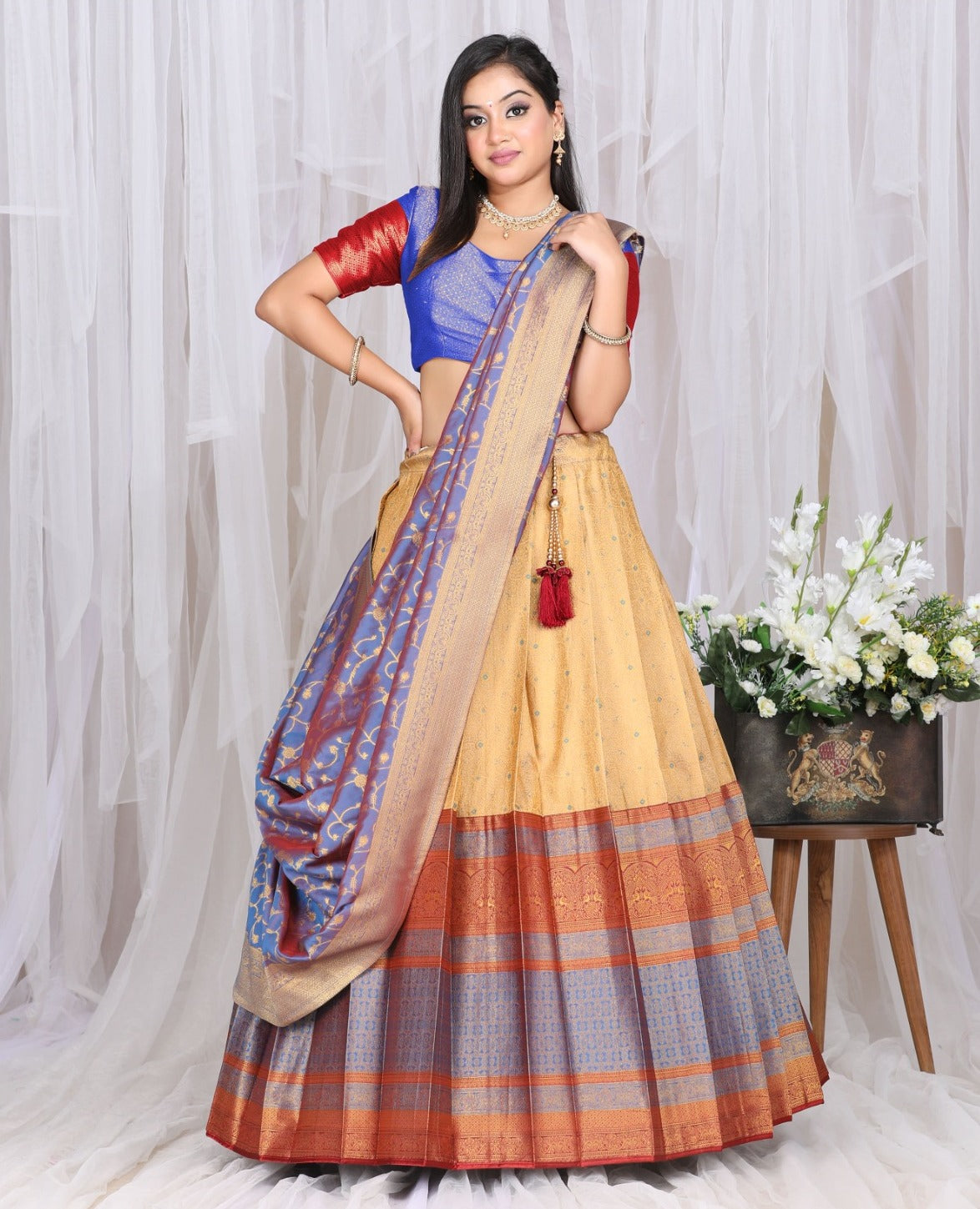 New Semi Stitiched Banarasi Lehenga Choli