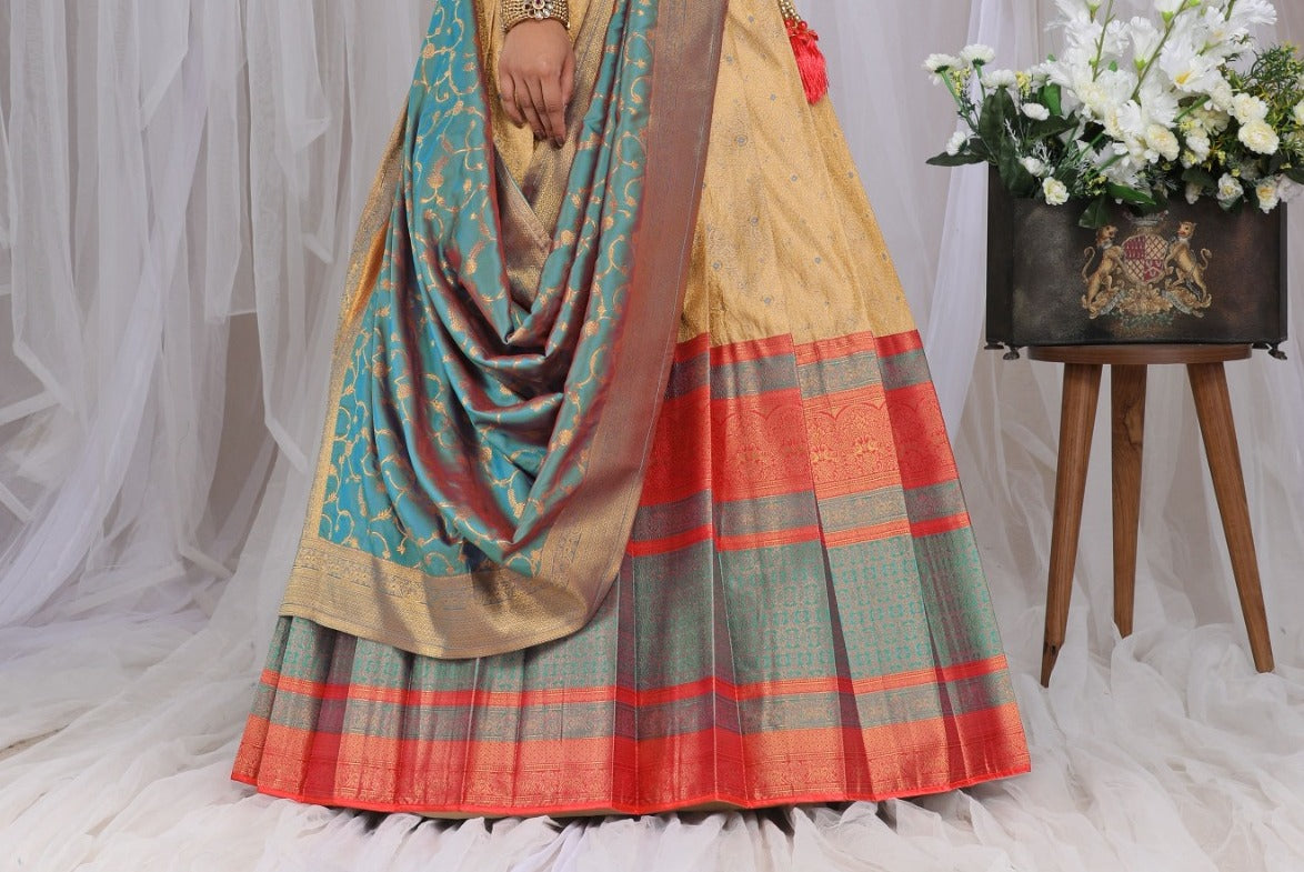 New Semi Stitiched Banarasi Lehenga Choli