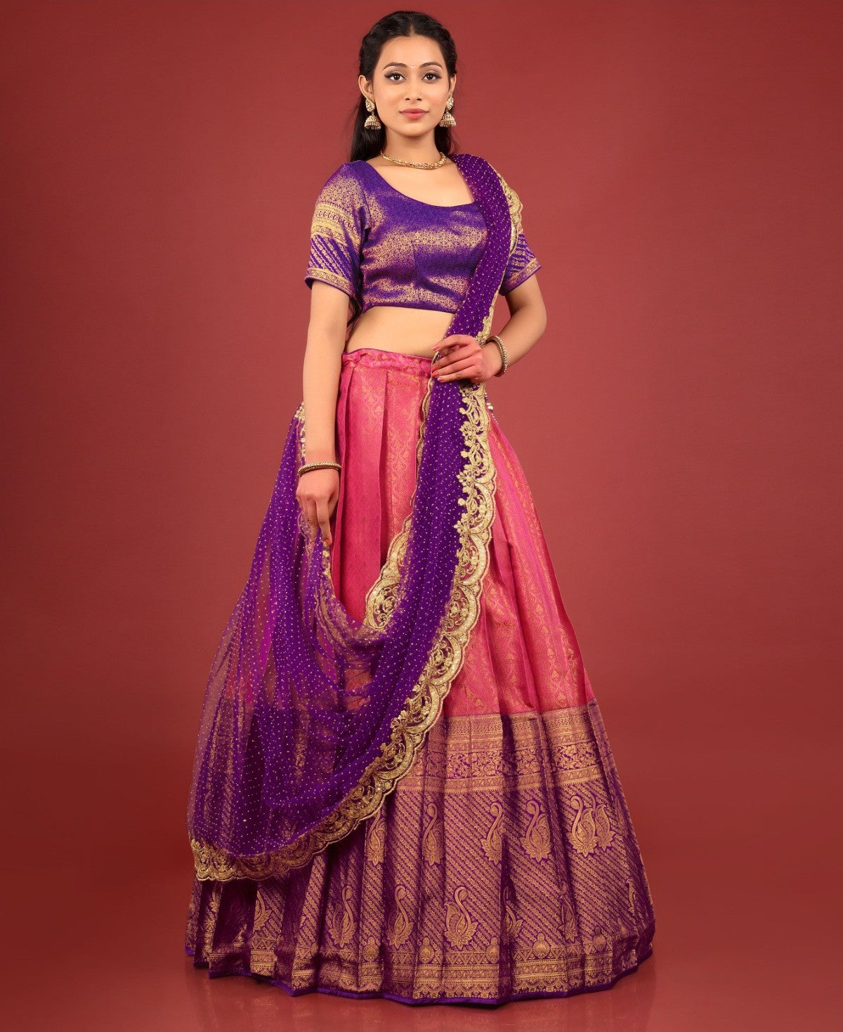 New Semi Stitiched Banarasi Lehenga Choli