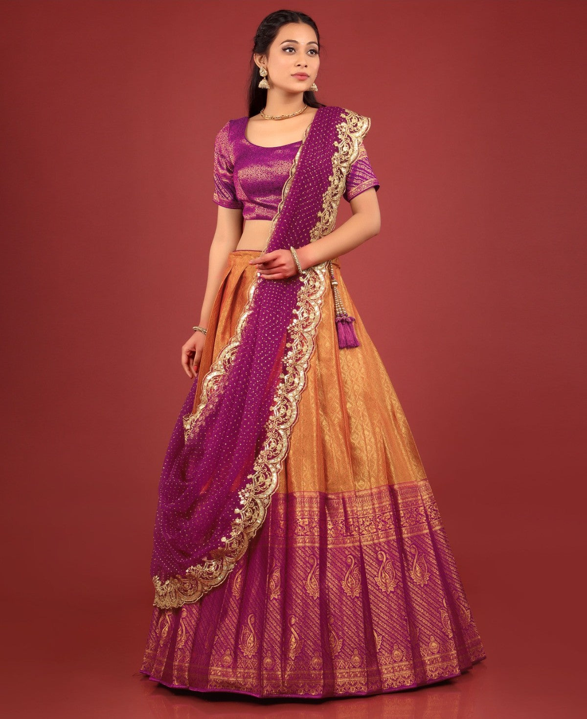 New Semi Stitiched Banarasi Lehenga Choli