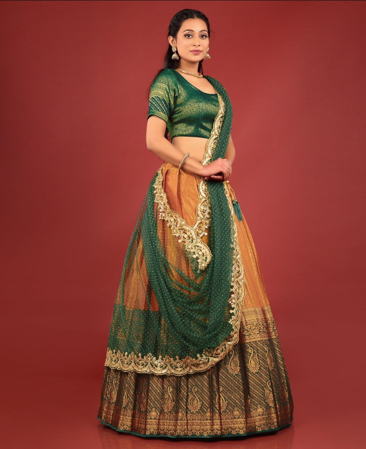 New Semi Stitiched Banarasi Lehenga Choli