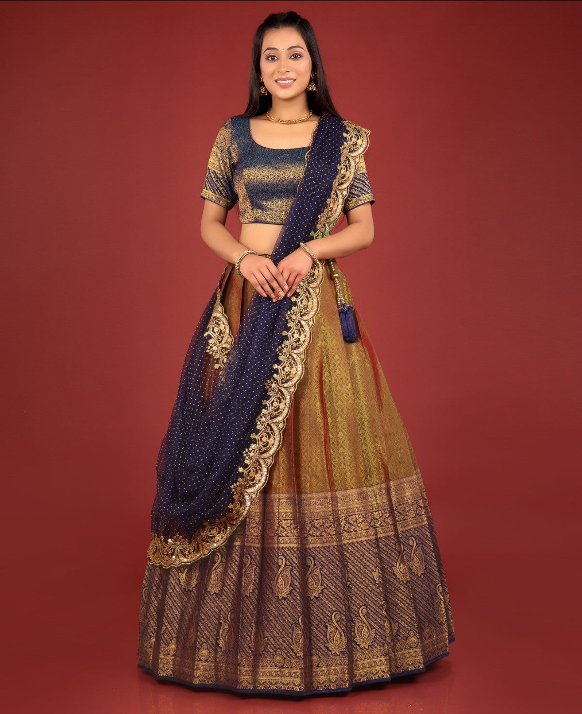 New Semi Stitiched Banarasi Lehenga Choli