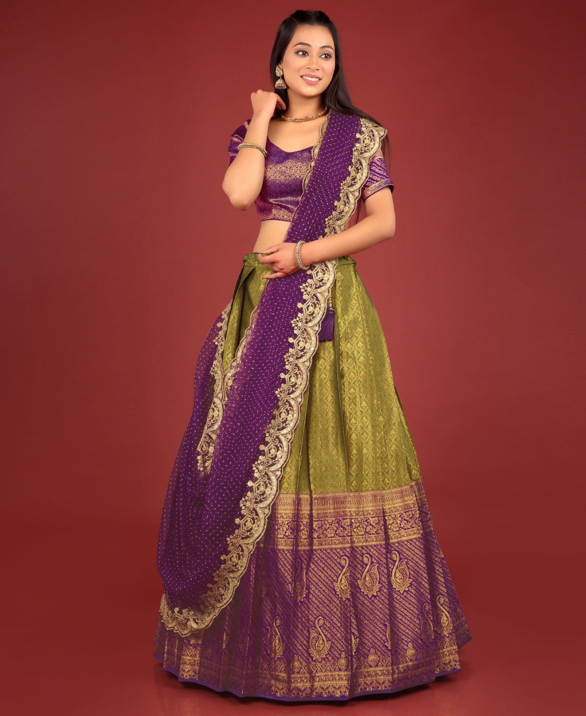 New Semi Stitiched Banarasi Lehenga Choli