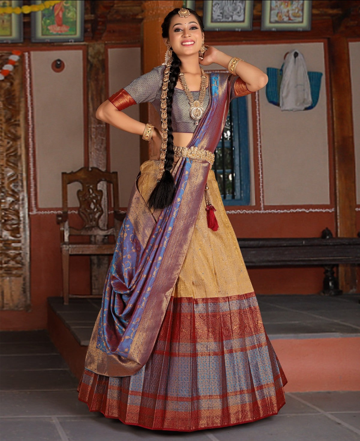 New Semi Stitiched Banarasi Lehenga Choli