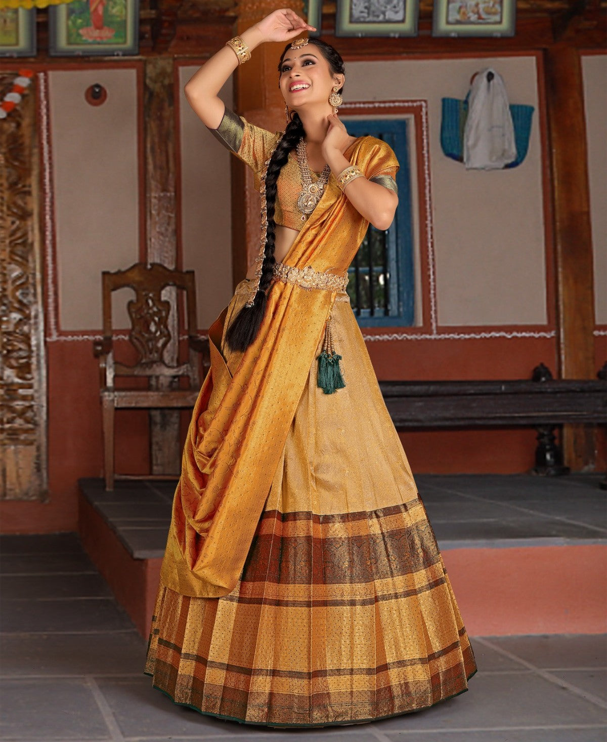 New Semi Stitiched Banarasi Lehenga Choli