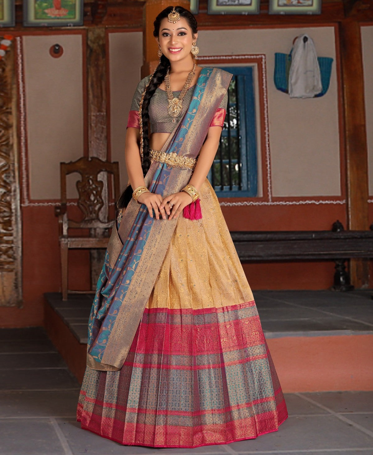 New Semi Stitiched Banarasi Lehenga Choli