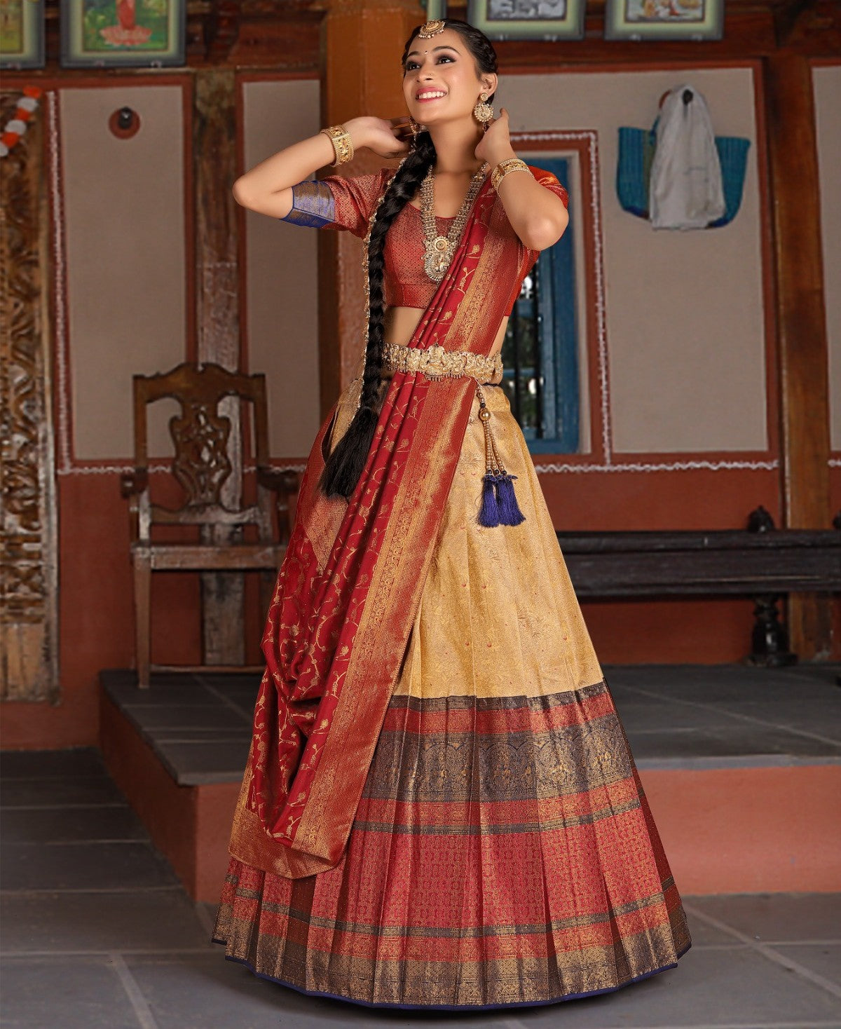 New Semi Stitiched Banarasi Lehenga Choli