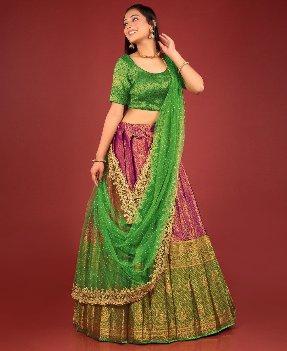 New Semi Stitiched Banarasi Lehenga Choli