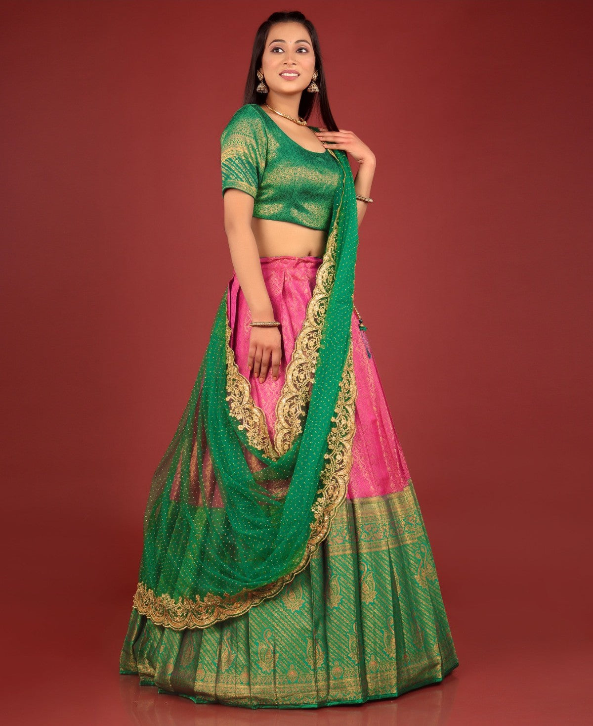 New Semi Stitiched Banarasi Lehenga Choli