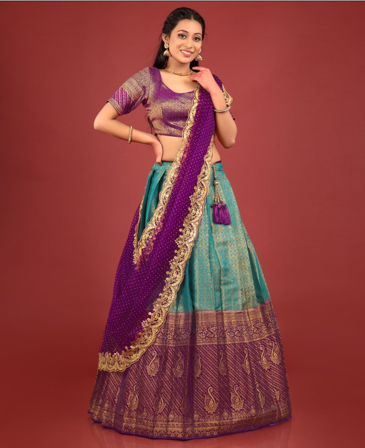 New Semi Stitiched Banarasi Lehenga Choli