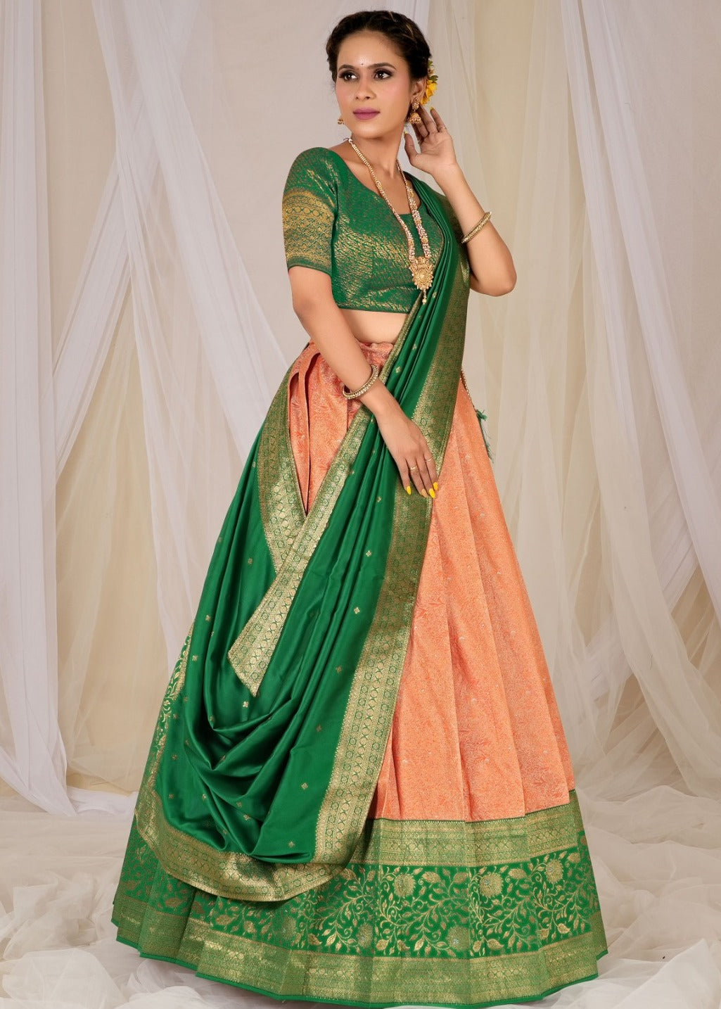 New Semi Stitiched Banarasi Lehenga Choli