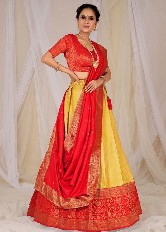 New Semi Stitiched Banarasi Lehenga Choli