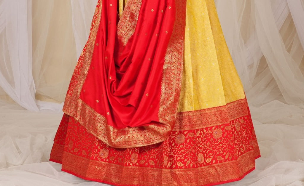 New Semi Stitiched Banarasi Lehenga Choli