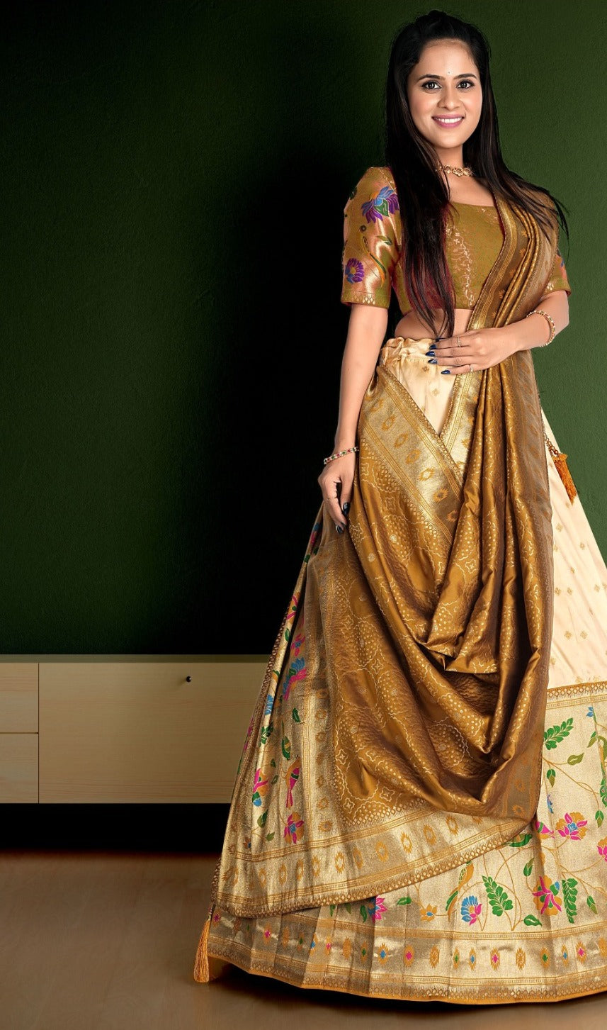 New Semi Stitiched Banarasi Lehenga Choli