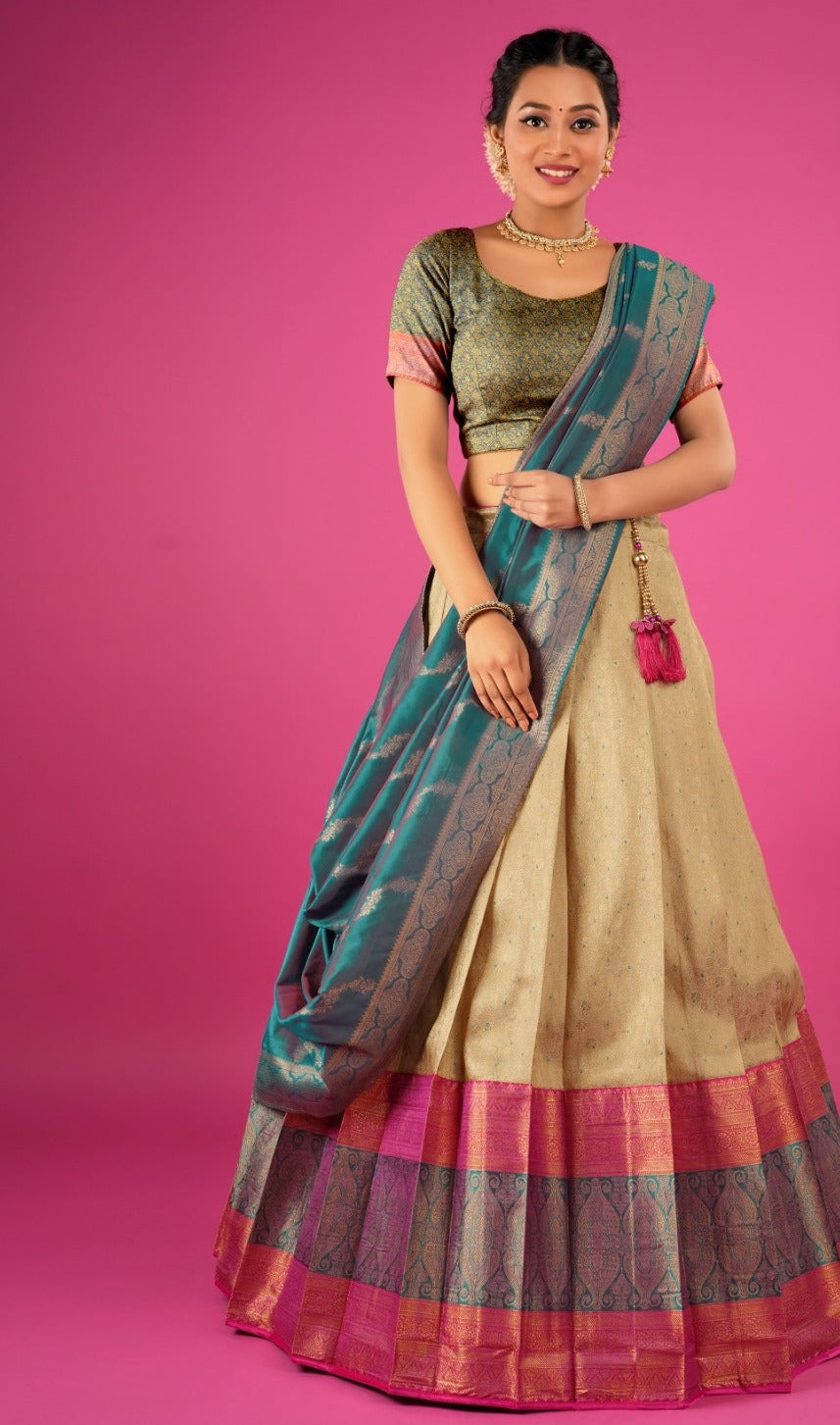 New Semi Stitiched Banarasi Lehenga Choli