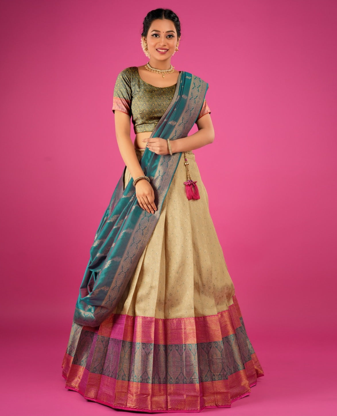 New Semi Stitiched Banarasi Lehenga Choli