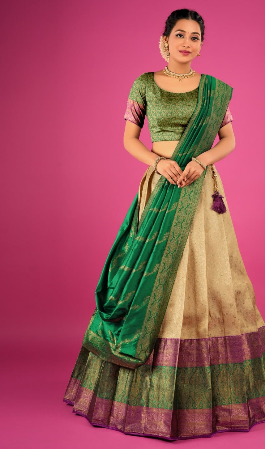 New Semi Stitiched Banarasi Lehenga Choli