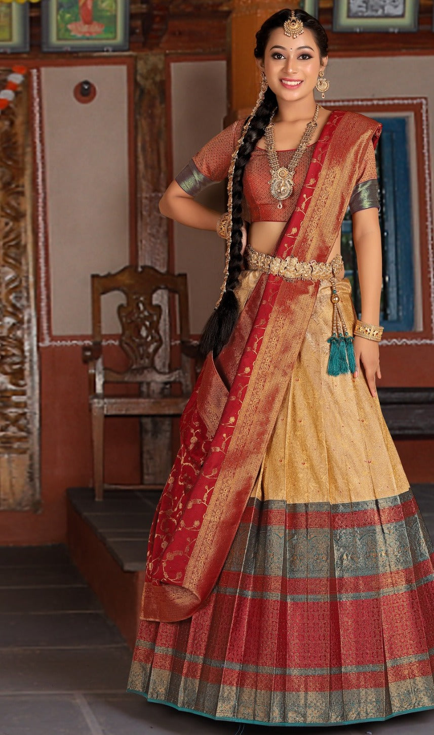 New Semi Stitiched Banarasi Lehenga Choli