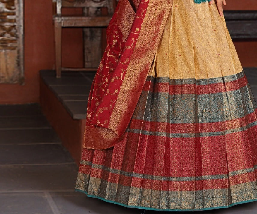 New Semi Stitiched Banarasi Lehenga Choli